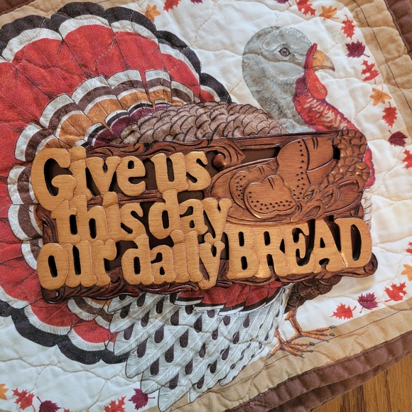Wooden Daily Bread Mahogany Wall Art ~ Religious ~ Handmade ~ Thanksgiving Art - Picture 2 of 16